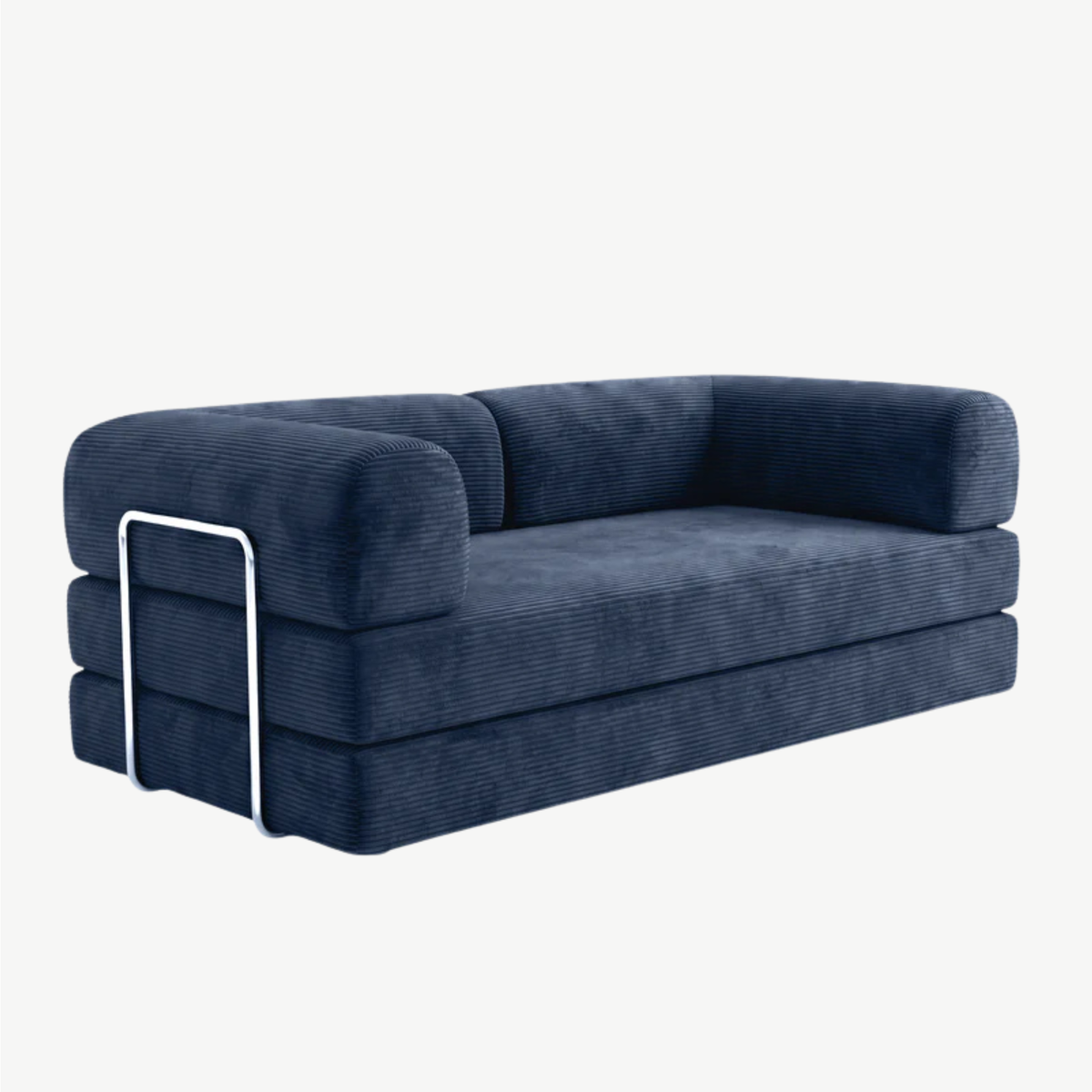 SORA – Schlafsofa 3-Sitzer Nachtblau, Cord, komprimiert geliefert