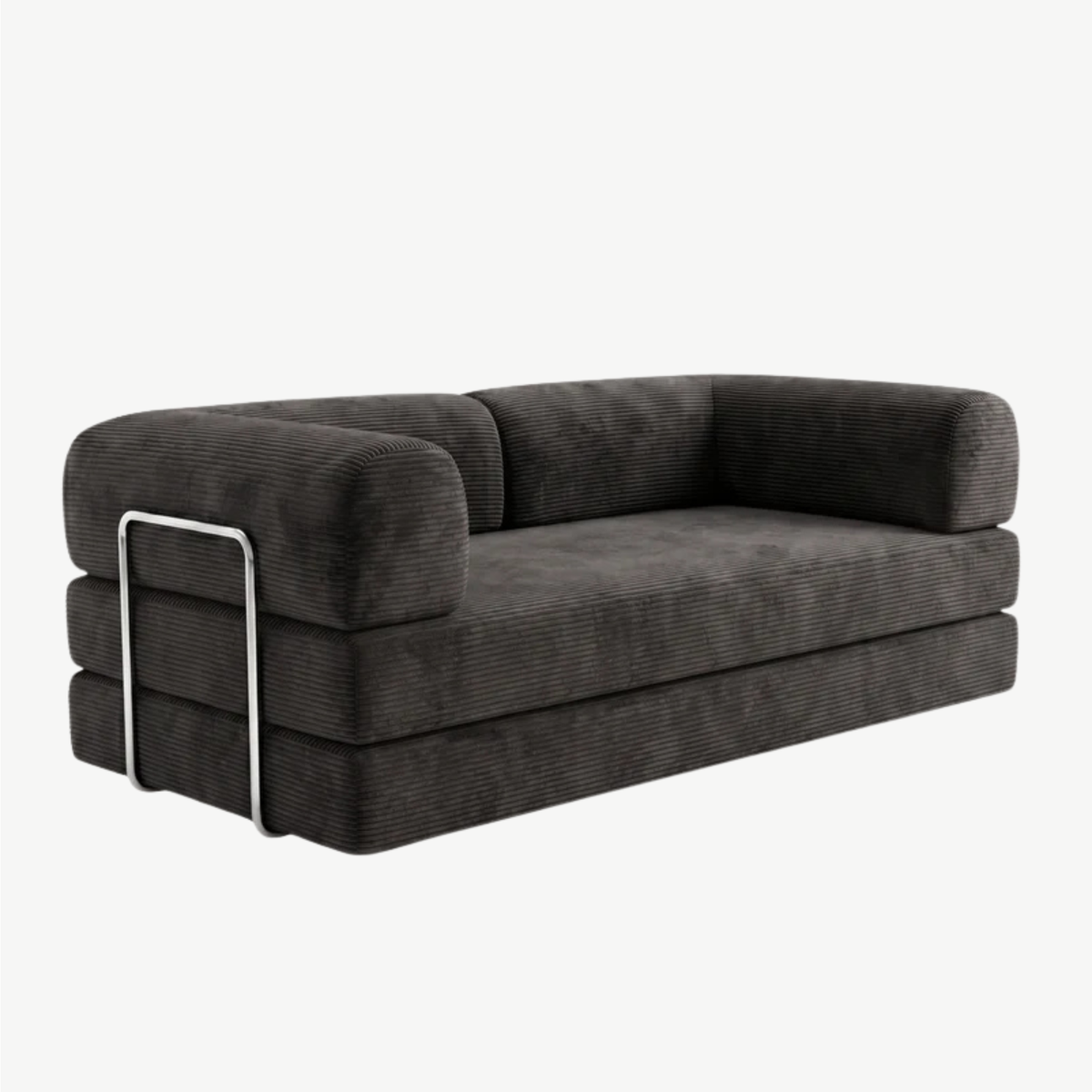 SORA – Schlafsofa 3-Sitzer Anthrazit, Cord, komprimiert geliefert