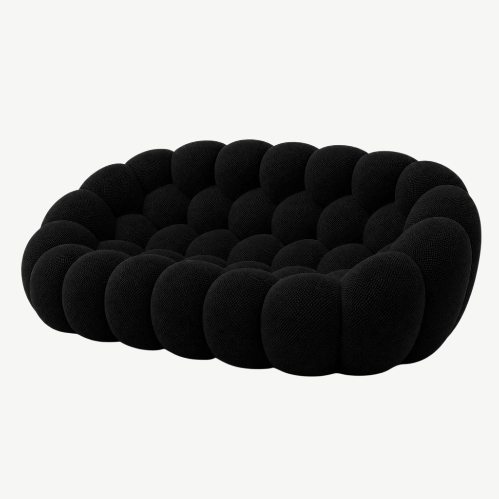 BULÉA – Design-Sofa 2-Sitzer Tiefschwarz, komprimiert geliefert