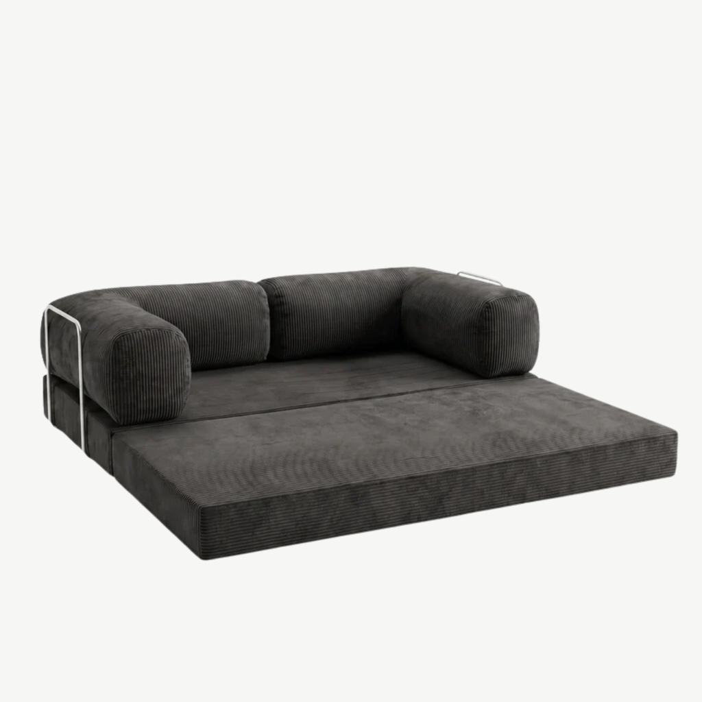 SORA – Schlafsofa 3-Sitzer Anthrazit, Cord, komprimiert geliefert – Ansicht 5