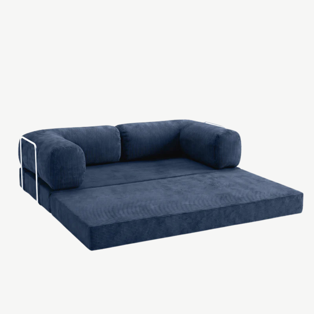 SORA – Schlafsofa 3-Sitzer Nachtblau, Cord, komprimiert geliefert – Ansicht 5