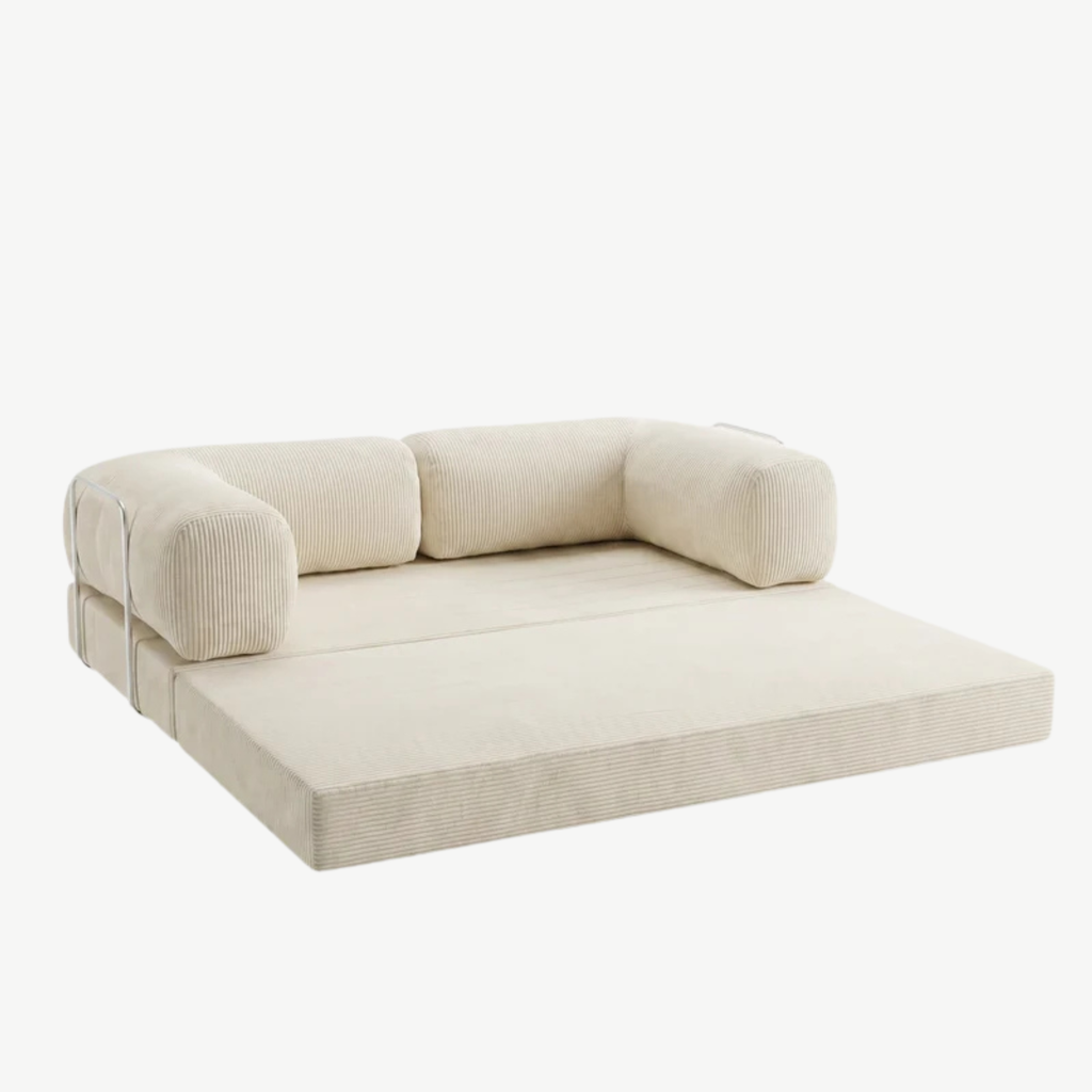 SORA – Schlafsofa 3-Sitzer Ecru, Cord, komprimiert geliefert – Ansicht 5