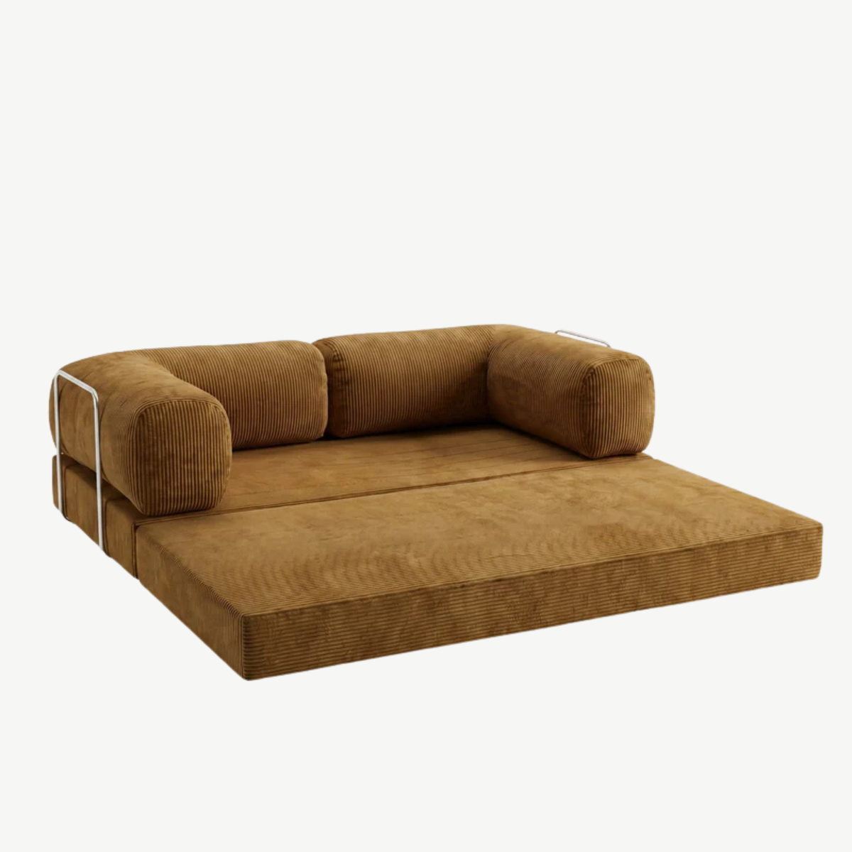 SORA – Schlafsofa 3-Sitzer Ocker, Cord, komprimiert geliefert – Ansicht 5