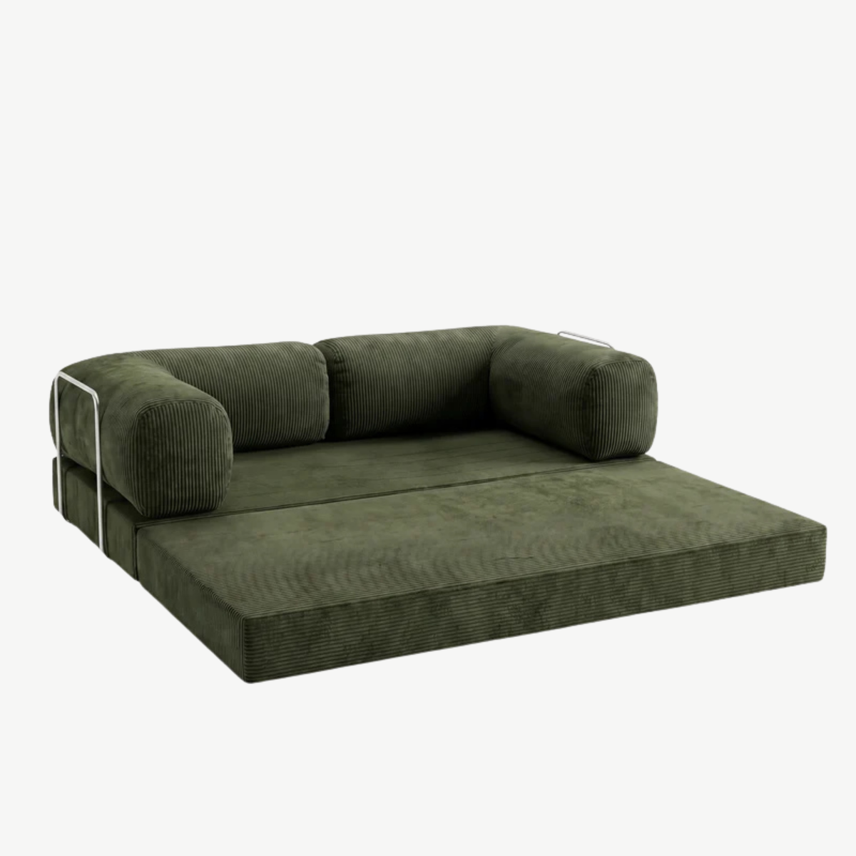 SORA – Schlafsofa 3-Sitzer Olivgrün, Cord, komprimiert geliefert – Ansicht 5