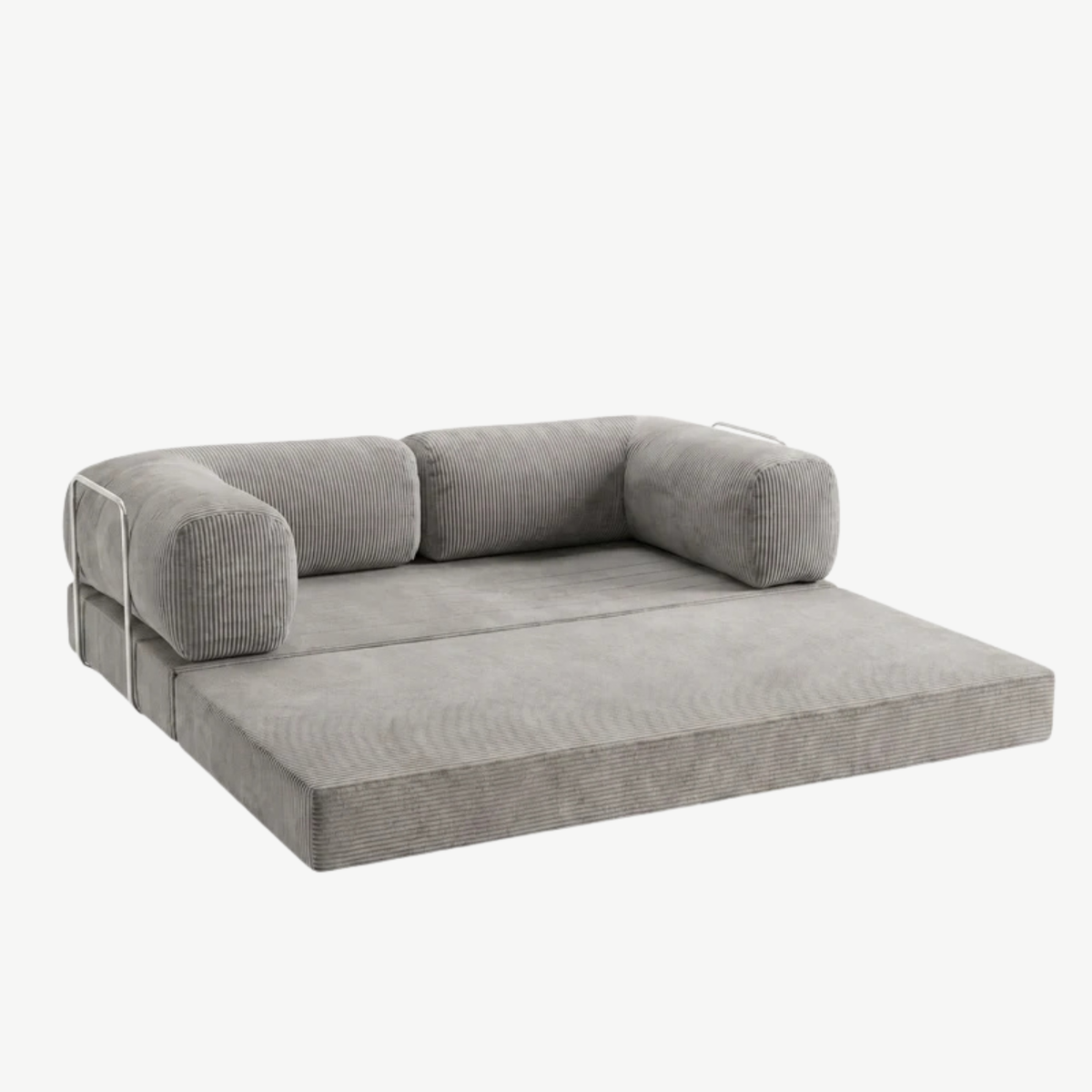 SORA – Schlafsofa 3-Sitzer Hellgrau, Cord, komprimiert geliefert – Ansicht 5