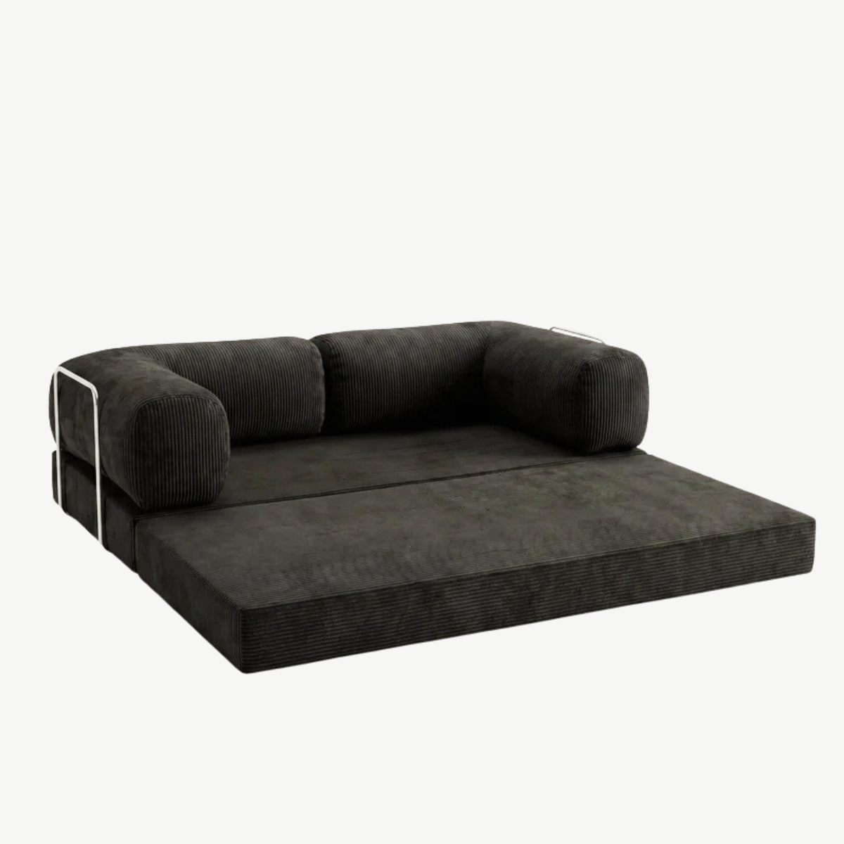 SORA – Schlafsofa 3-Sitzer Graphitschwarz, Cord, komprimiert geliefert – Ansicht 5