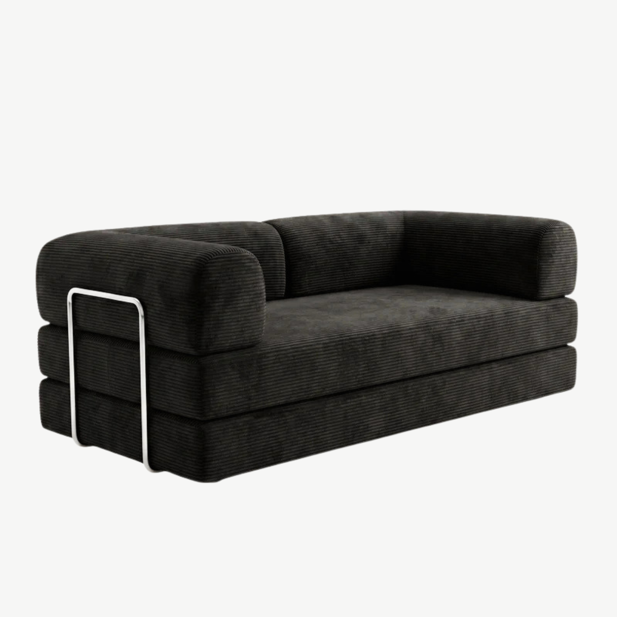 SORA – Schlafsofa 3-Sitzer Graphitschwarz, Cord, komprimiert geliefert