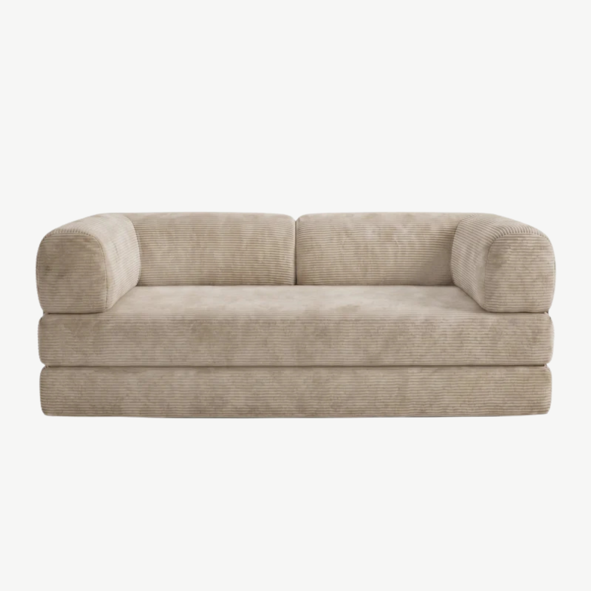 SORA – Schlafsofa 3-Sitzer Sandbeige, Cord, komprimiert geliefert – Ansicht 3