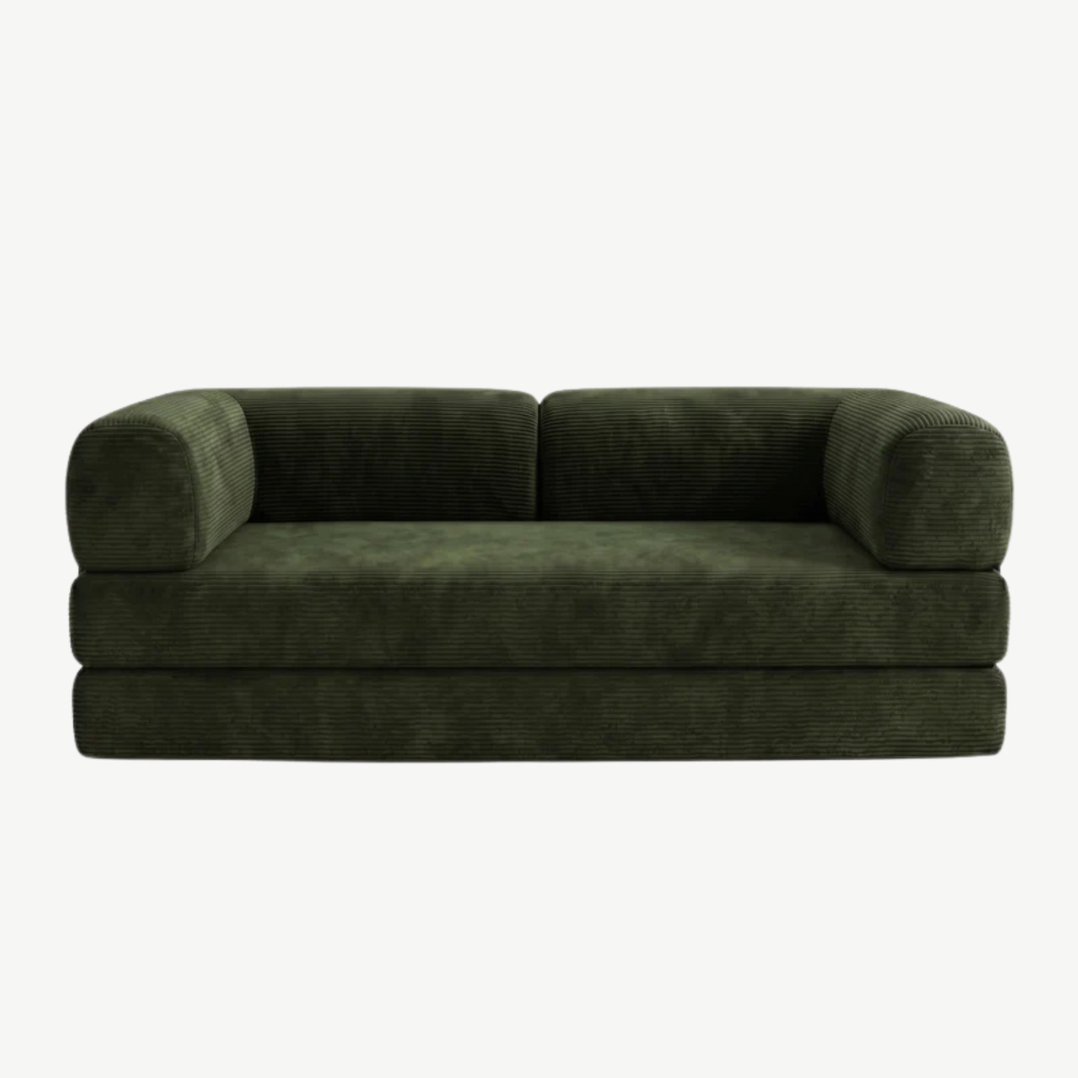 SORA – Schlafsofa 3-Sitzer Olivgrün, Cord, komprimiert geliefert – Ansicht 3