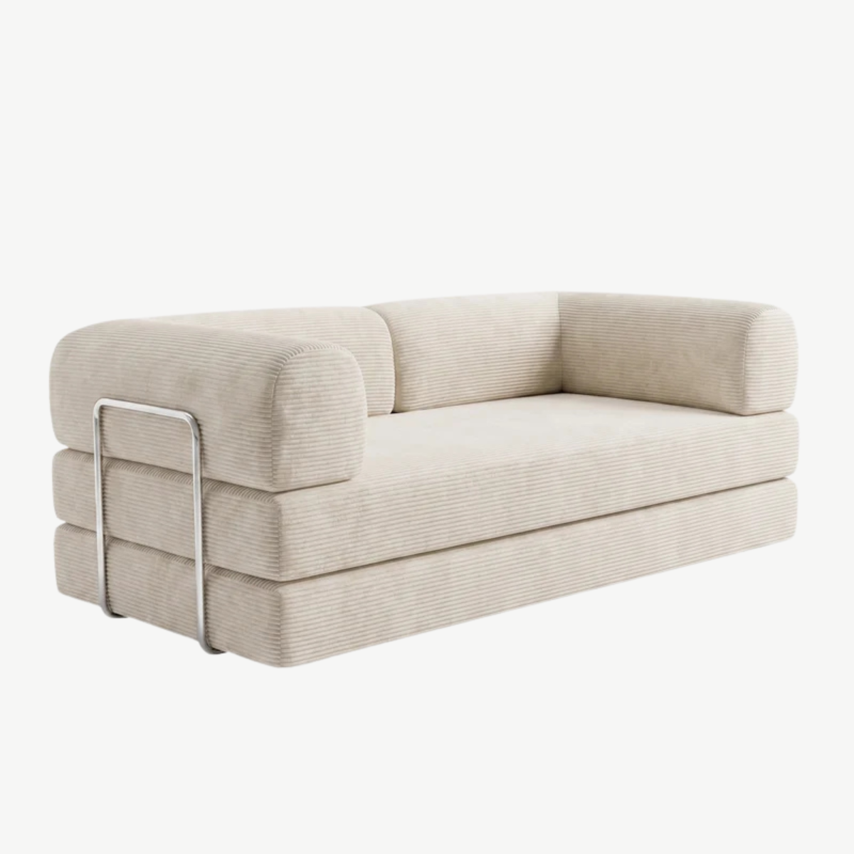 SORA – Schlafsofa 3-Sitzer Ecru, Cord, komprimiert geliefert