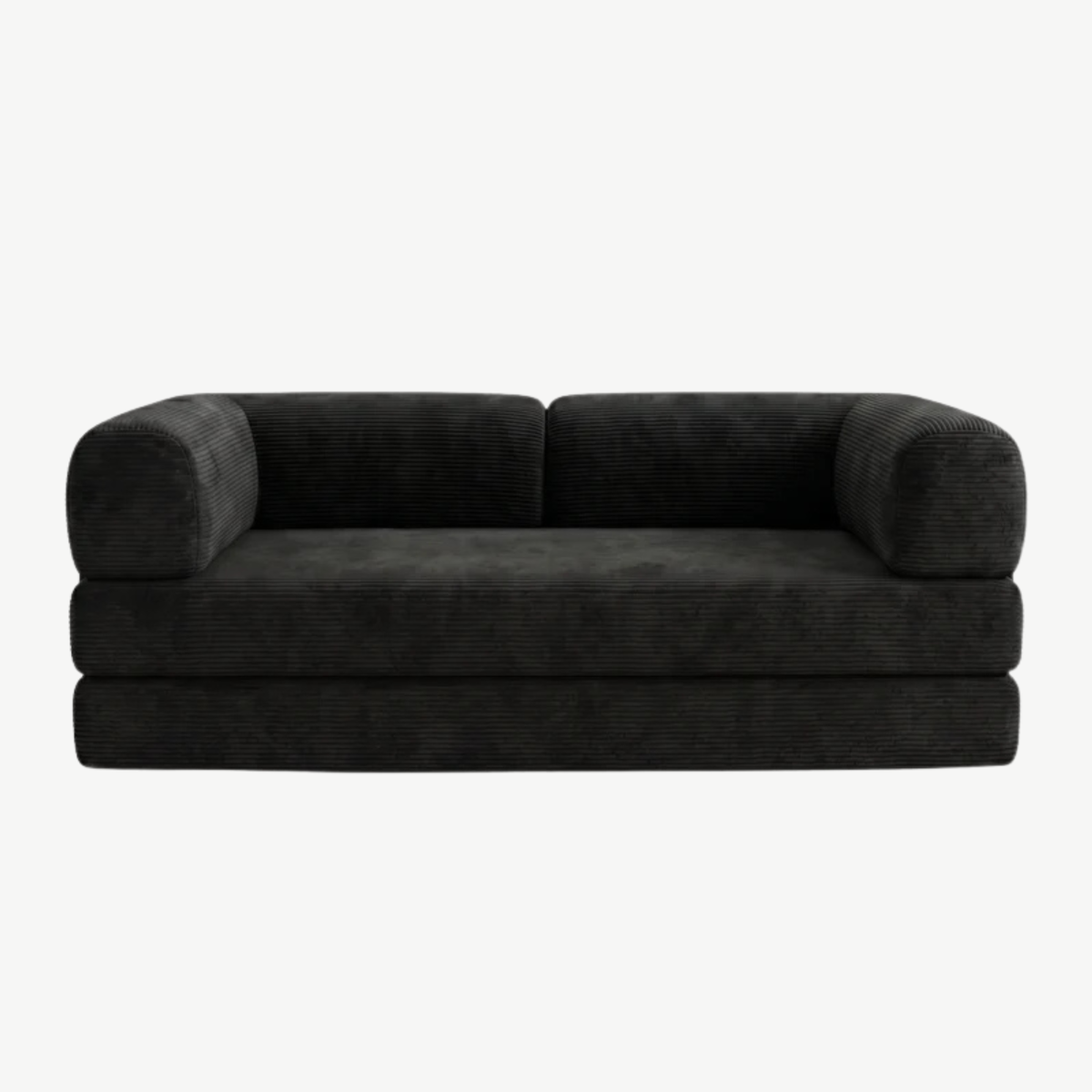 SORA – Schlafsofa 3-Sitzer Graphitschwarz, Cord, komprimiert geliefert – Ansicht 3