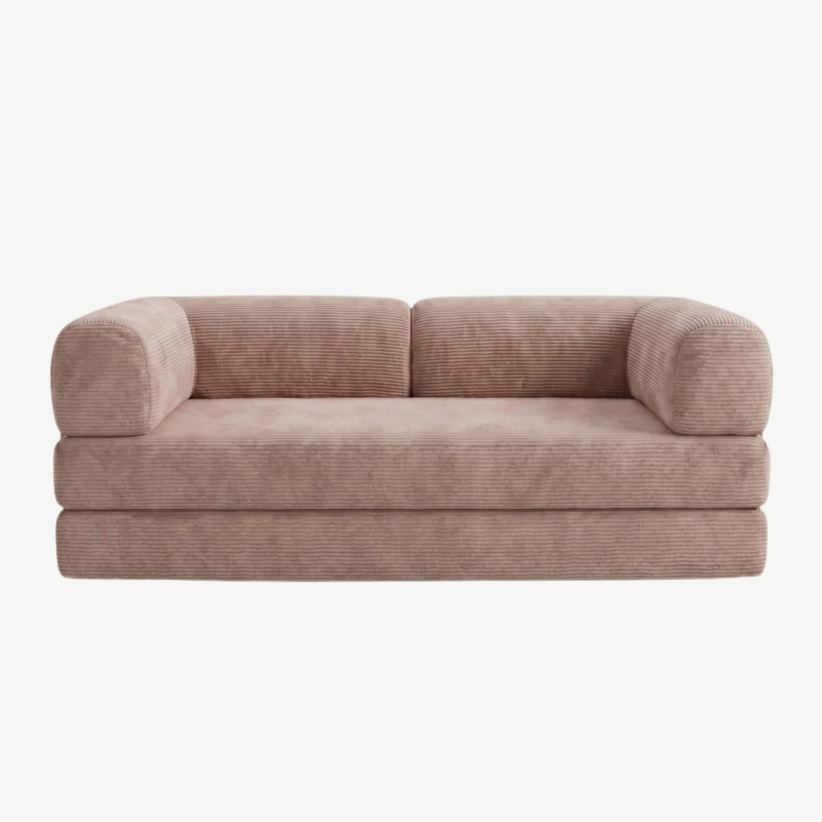SORA – Schlafsofa 3-Sitzer Puderrosa, Cord, komprimiert geliefert – Ansicht 3