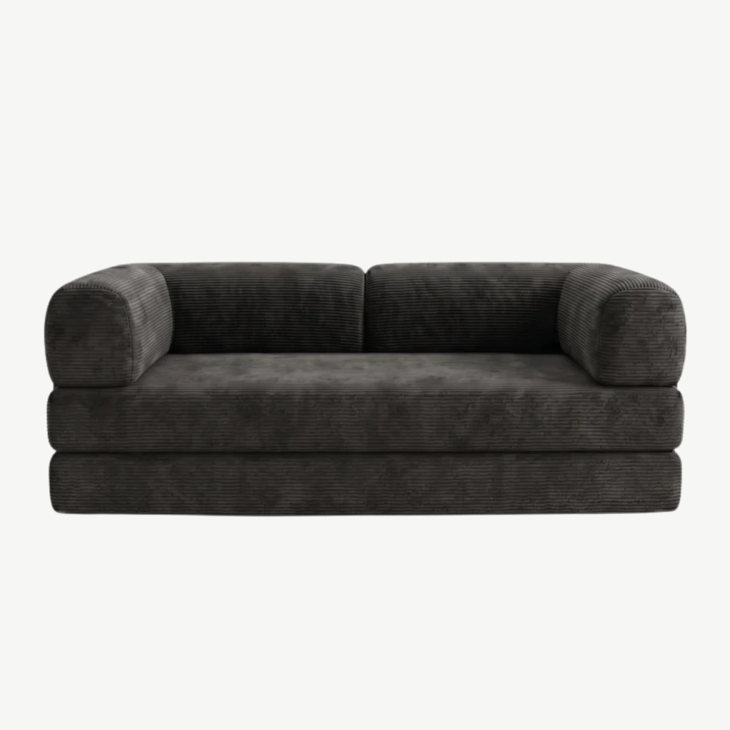 SORA – Schlafsofa 3-Sitzer Anthrazit, Cord, komprimiert geliefert – Ansicht 3