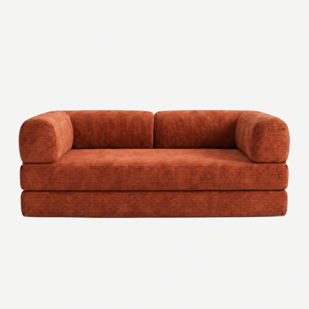 SORA – Schlafsofa 3-Sitzer Kupfer, Cord, komprimiert geliefert – Ansicht 3