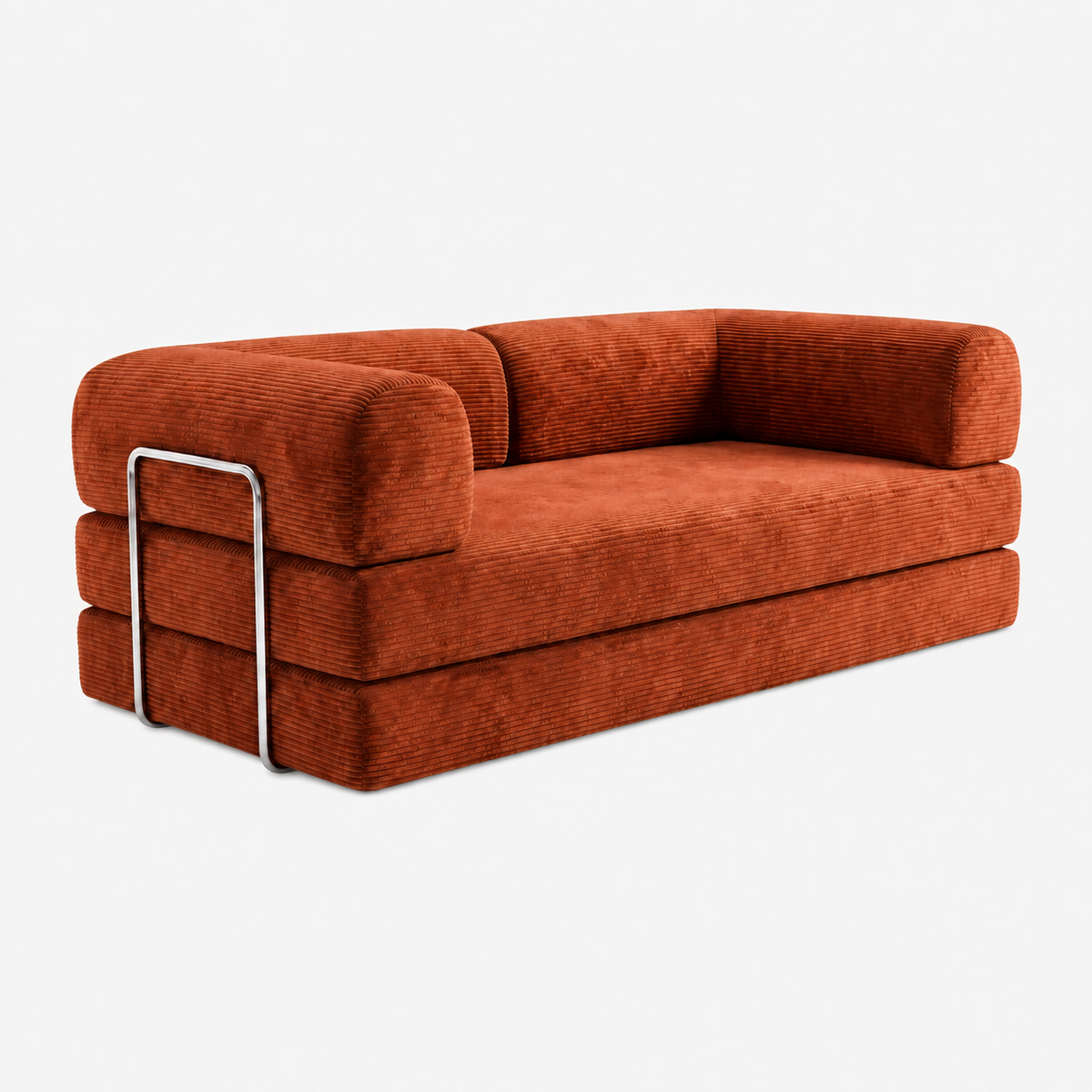 SORA – Schlafsofa 3-Sitzer Kupfer, Cord, komprimiert geliefert