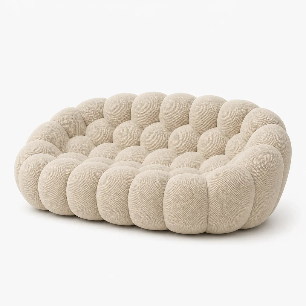 BULÉA – Design-Sofa 2-Sitzer Leinenbeige, komprimiert geliefert