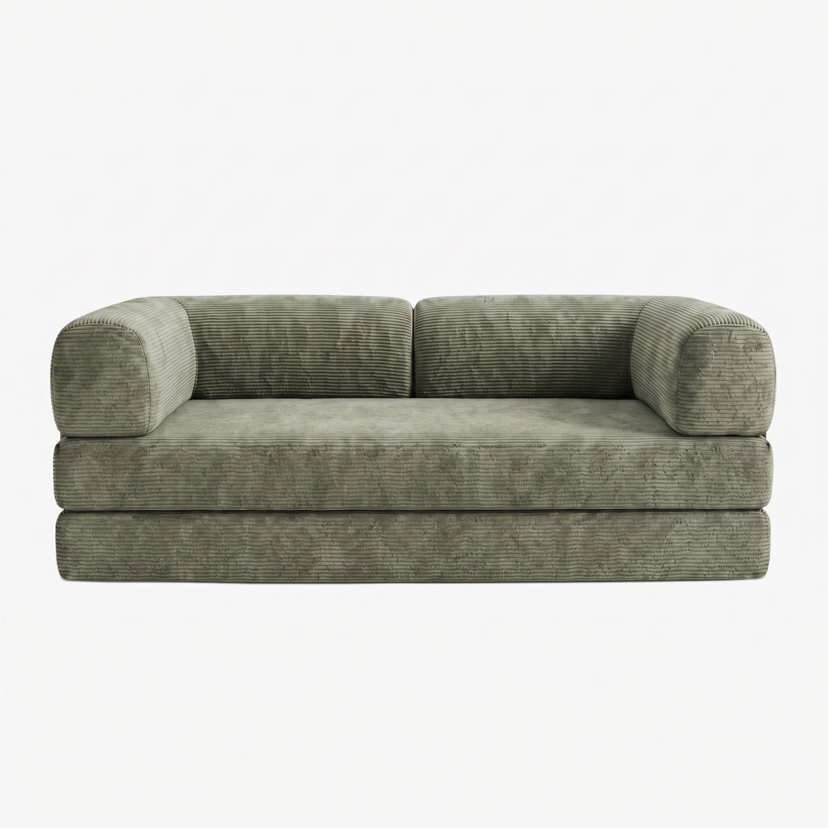 SORA – Schlafsofa 3-Sitzer Salbeigrün, Cord, komprimiert geliefert – Ansicht 3