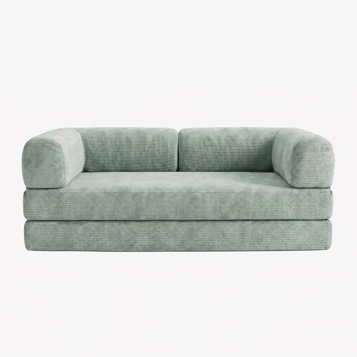 SORA – Schlafsofa 3-Sitzer Seladonblau, Cord, komprimiert geliefert – Ansicht 3