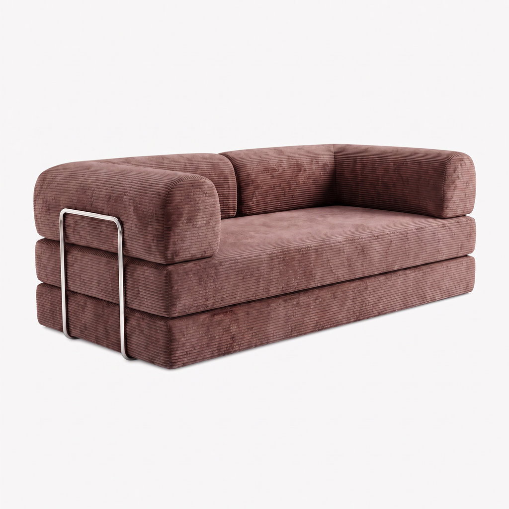 SORA – Schlafsofa 3-Sitzer Feige, Cord, komprimiert geliefert