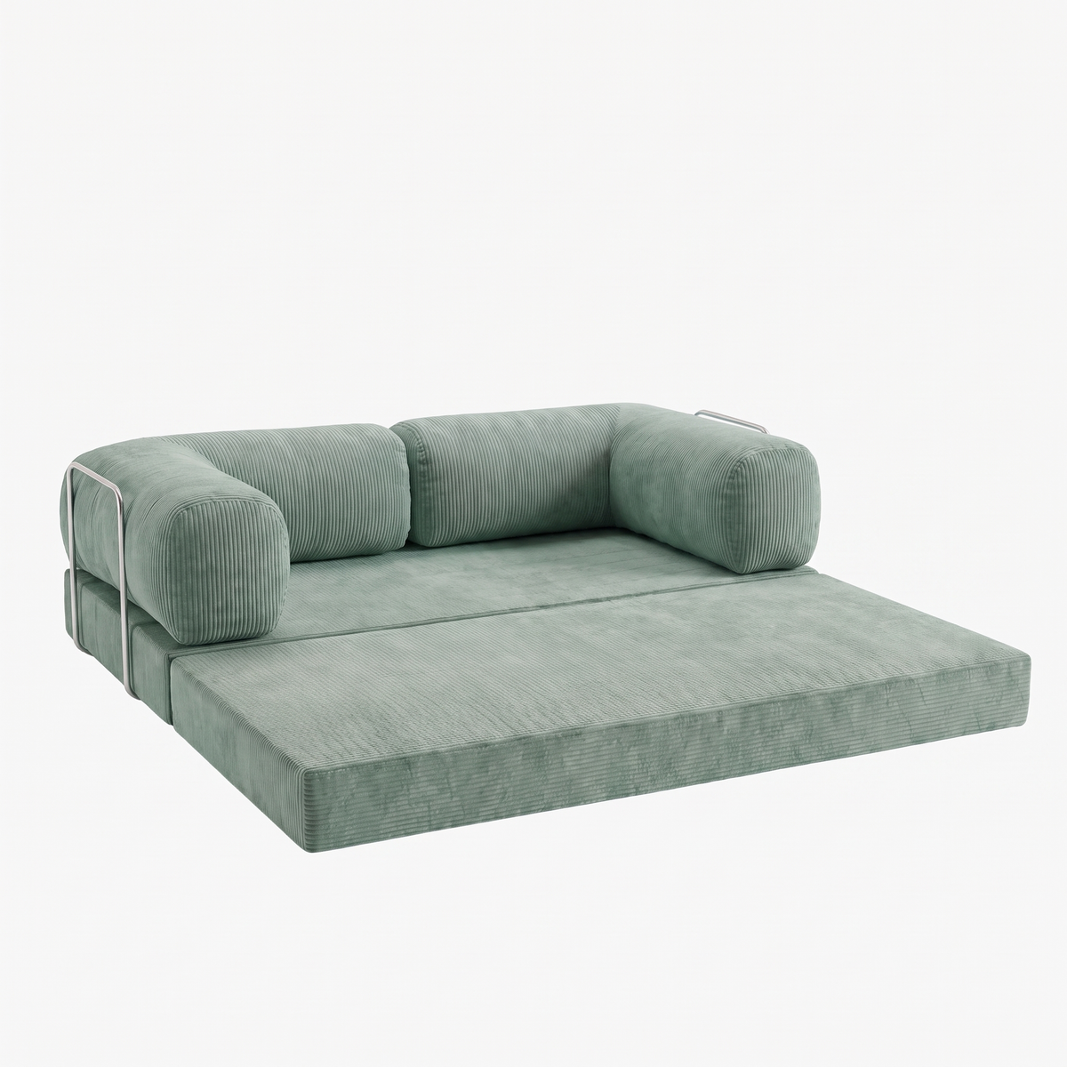 SORA – Schlafsofa 3-Sitzer Seladonblau, Cord, komprimiert geliefert – Ansicht 5