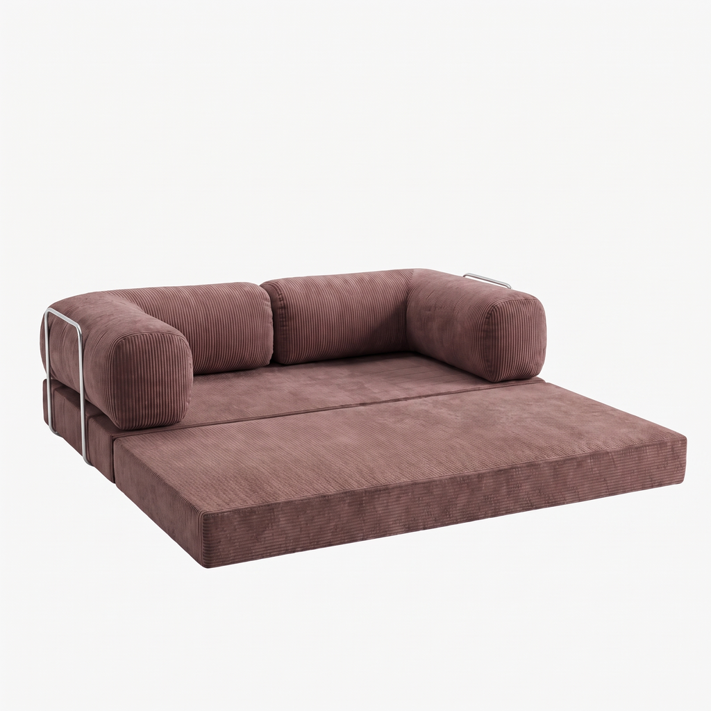 SORA – Schlafsofa 3-Sitzer Feige, Cord, komprimiert geliefert – Ansicht 5