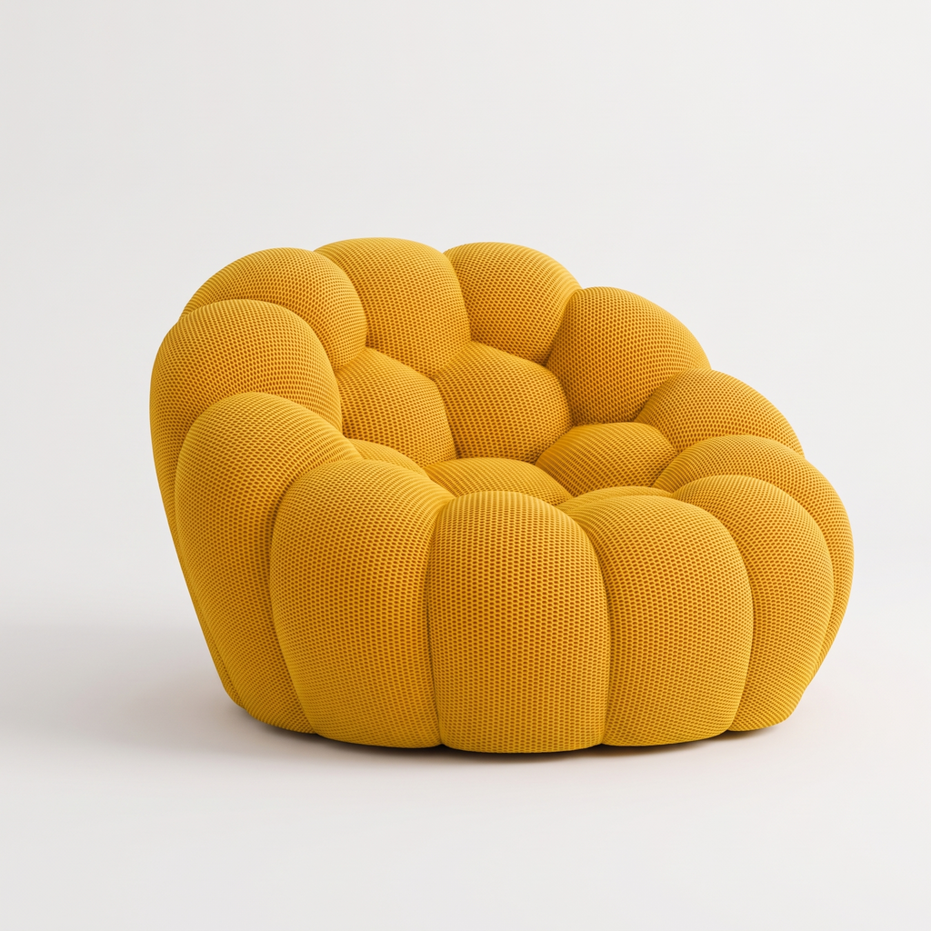 BULÉA Mini – Design-Sessel Sonnengelb, komprimiert geliefert
