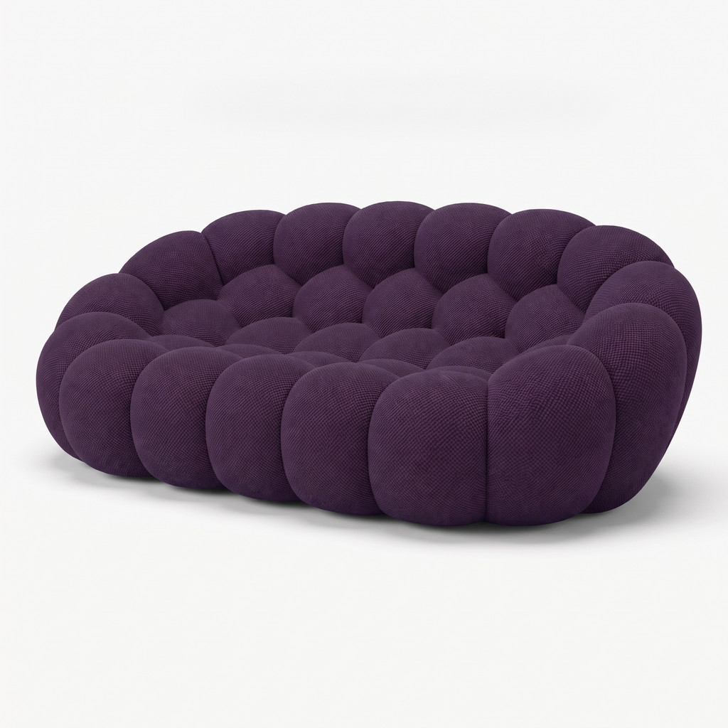 BULÉA – Design-Sofa 2-Sitzer Aubergine, komprimiert geliefert