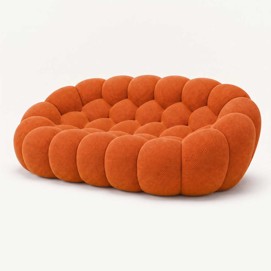BULÉA – Design-Sofa 2-Sitzer Mandarinorange, komprimiert geliefert