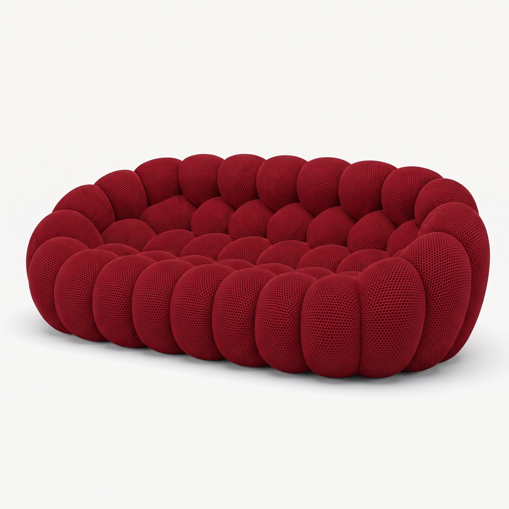 BULÉA Maxi – Design-Sofa 3-Sitzer Rubinrot, komprimiert geliefert