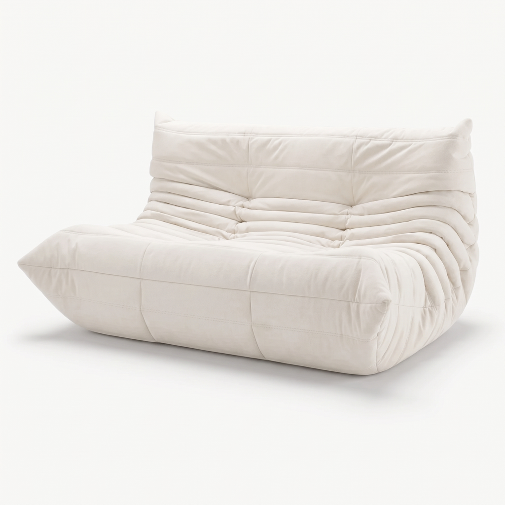 LUMA – Lounge-Sofa 2-Sitzer Baumwollweiß, komprimiert geliefert