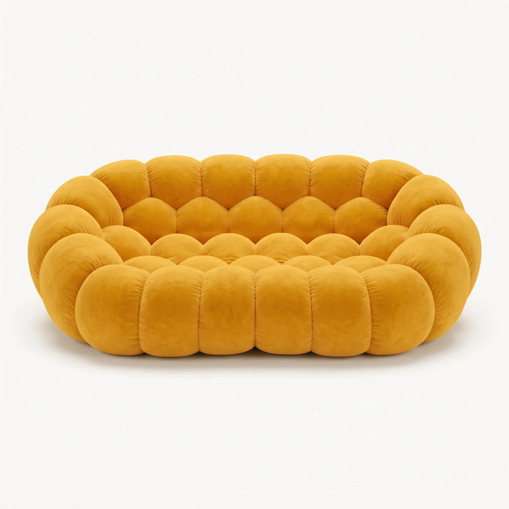 BULÉA – Design-Sofa 2-Sitzer Sonnengelb, komprimiert geliefert – Ansicht 3