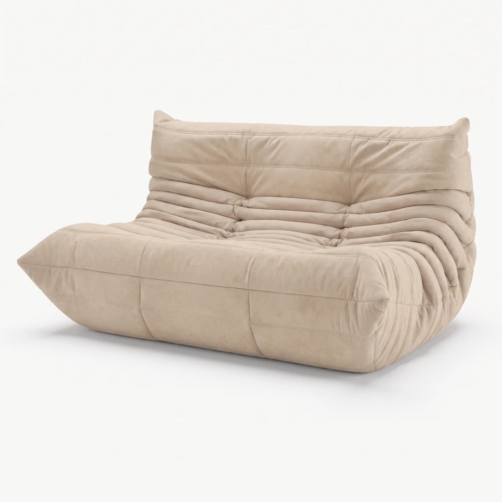 LUMA – Lounge-Sofa 2-Sitzer Sandbeige, komprimiert geliefert