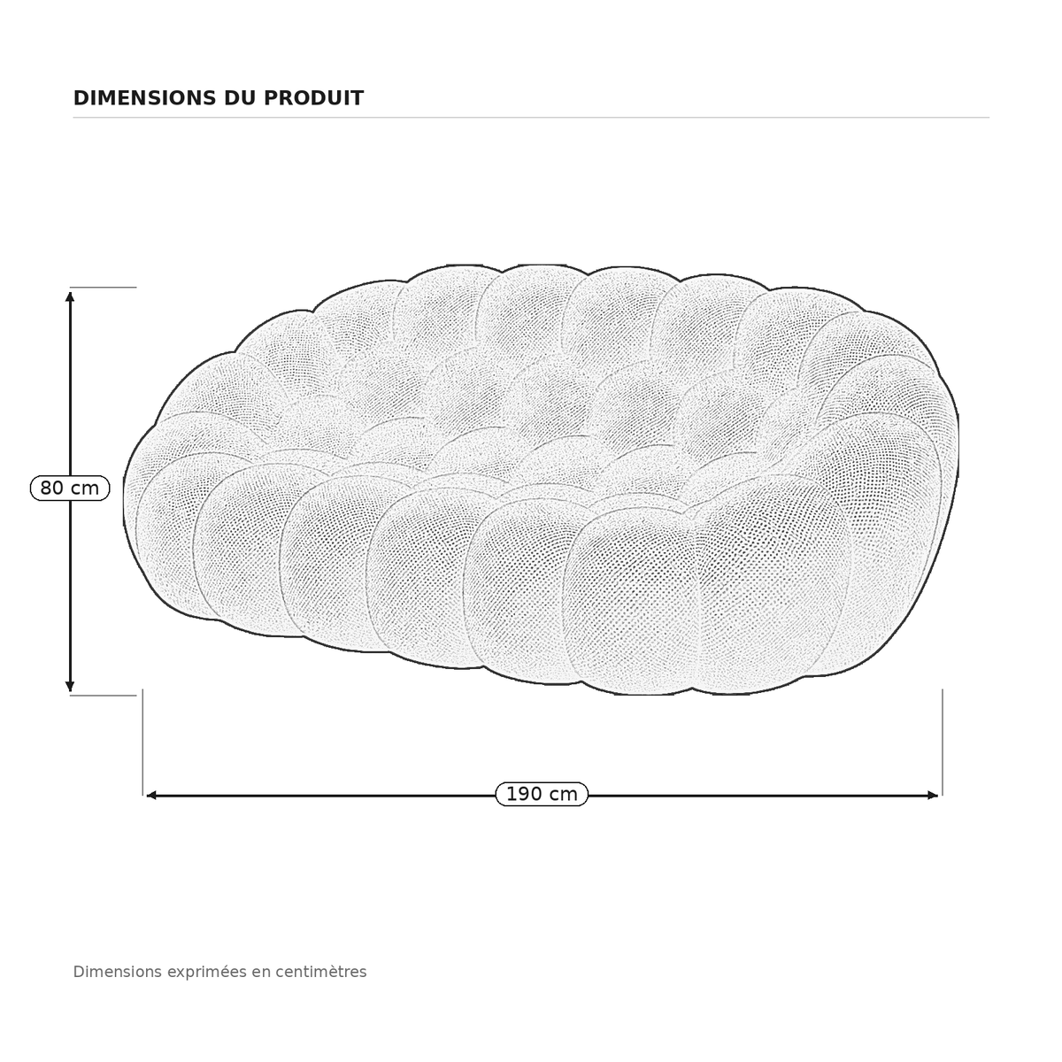 BULÉA – Design-Sofa 2-Sitzer Schneeweiß, komprimiert geliefert – Ansicht 7