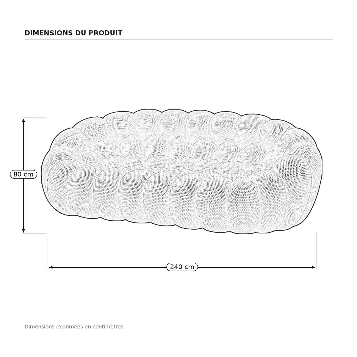 BULÉA Maxi – Design-Sofa 3-Sitzer Schneeweiß, komprimiert geliefert – Ansicht 7